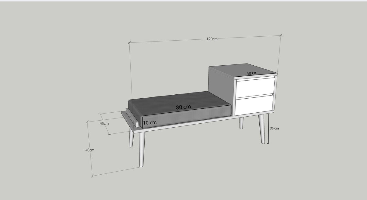 Kalune Design Fiume Bench With Shoe Rack, Black, Brown