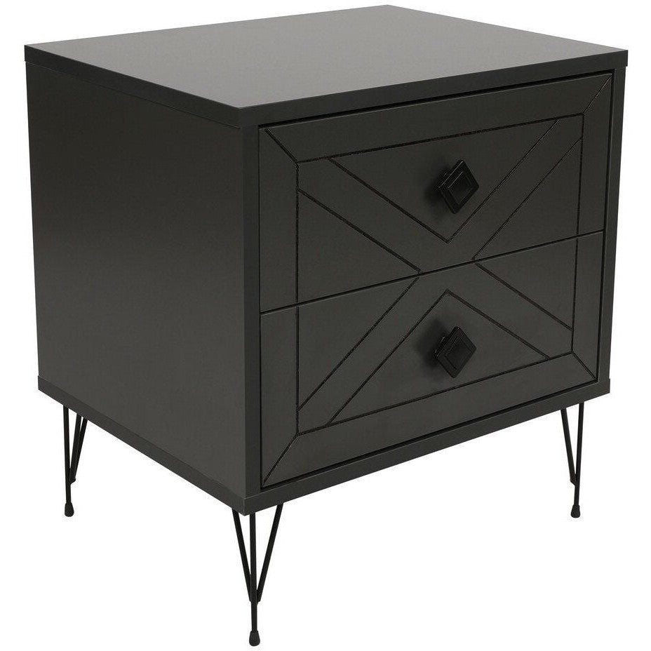 Kalune Design Luna Bedside Table, Black