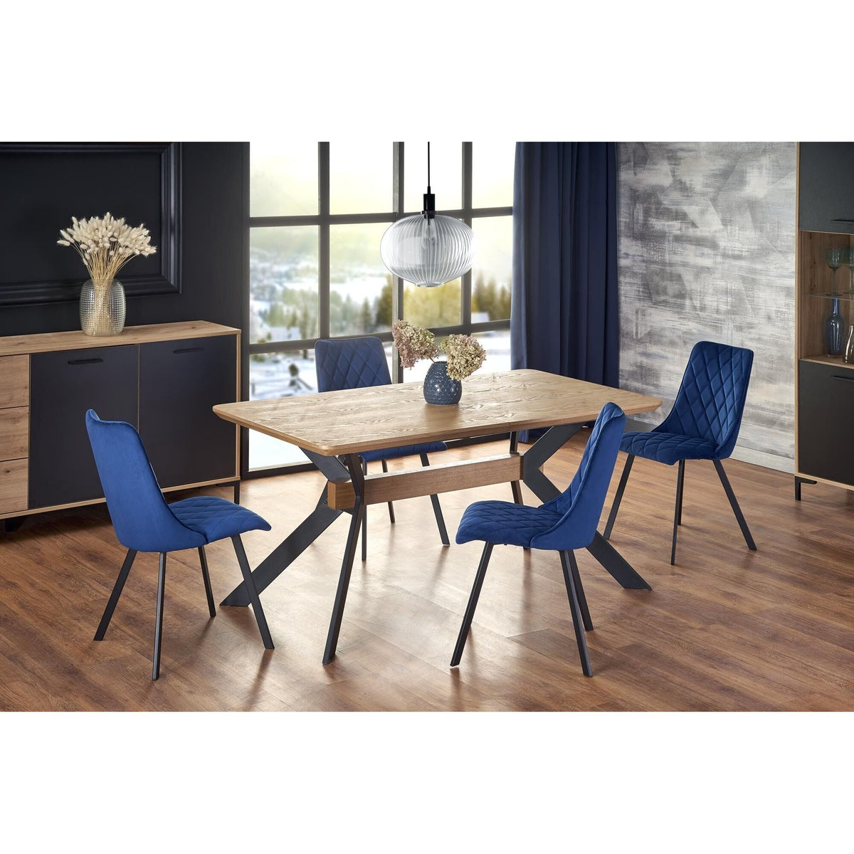Halmar Extendable Dining Table Bacardi, Oak, Black