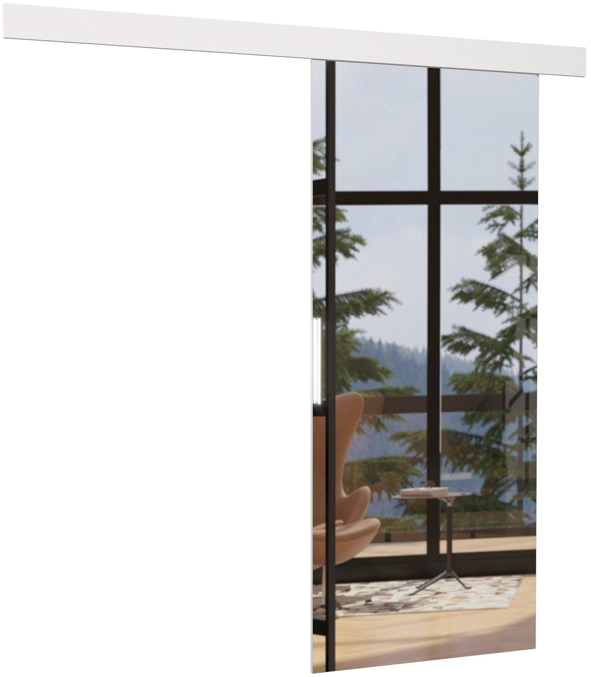 Adrk Furniture Tess Sliding Interior Door with Mirror, White