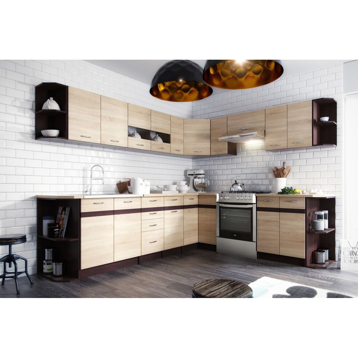 Wipmeb Bottom Kitchen Cabinet, Brown, Black