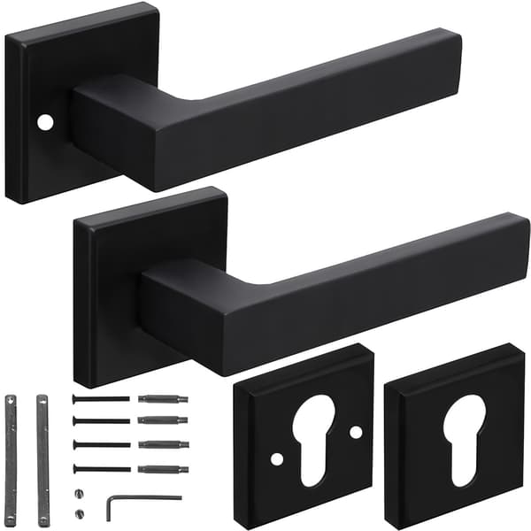 Internal Door Handle Set with Escutcheons, Matte Black