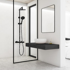 Viking Choice Shower Set, Black, 20 cm Rain Shower with Thermostatic Mixer