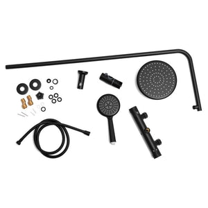Viking Choice Shower Set, Black, 20 cm Rain Shower with Thermostatic Mixer