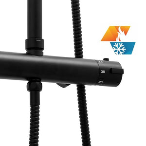 Viking Choice Shower Set, Black, 20 cm Rain Shower with Thermostatic Mixer