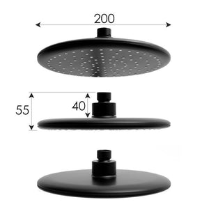 Viking Choice Shower Set, Black, 20 cm Rain Shower with Thermostatic Mixer