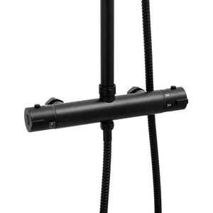 Viking Choice Shower Set, Black, 20 cm Rain Shower with Thermostatic Mixer