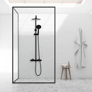 Viking Choice Shower Set, Black, 20 cm Rain Shower with Thermostatic Mixer