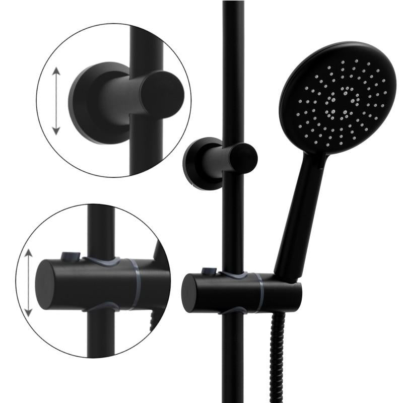 Viking Choice Shower Set, Black, 20 cm Rain Shower with Thermostatic Mixer