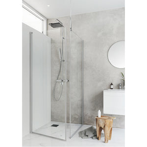 Igloo Pro Straight Shower Corner with Fixed Clear Glass Wall 100x90 Aluminum