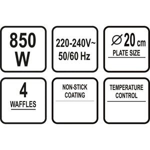 Lund T68011 850W Waffle Maker
