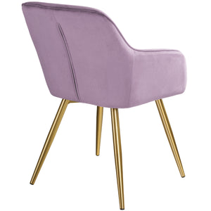 Chair Marilyn - with armrests, padded, velvet look, golden steel legs