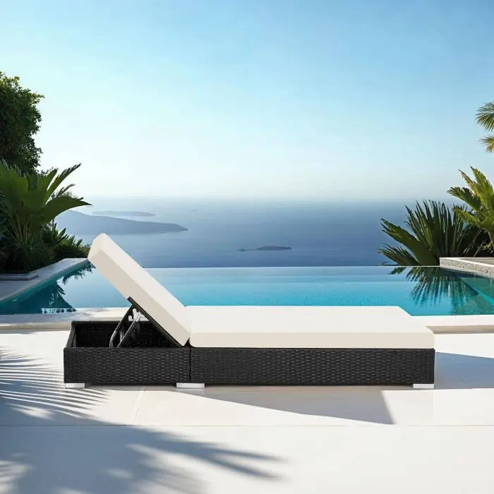 Tectake 2-pack of aluminum and rattan sun loungers, Nautica black