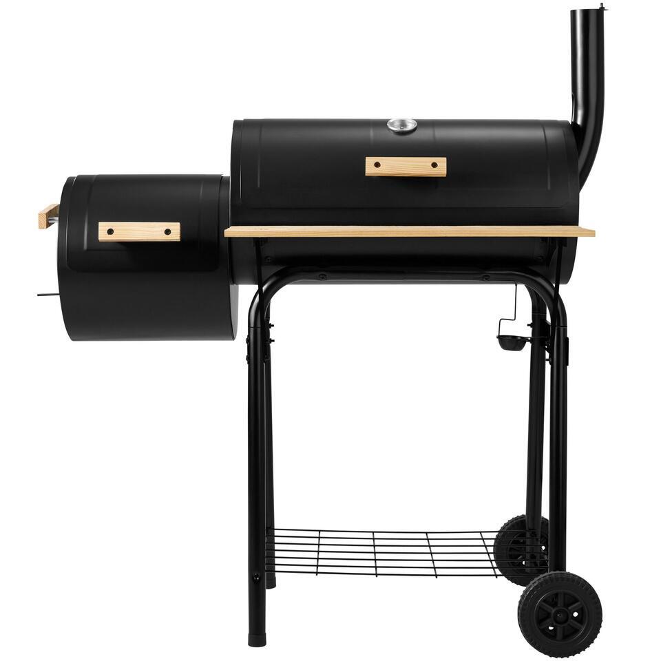 Tectake Charcoal BBQ Smoker Grill With Temperature Display, Black