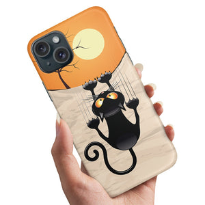 iPhone 15 Protective Hard Case - Scratching Cat