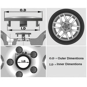 Audi Wheel Center Caps Hub Emblem - 4-Pack - Silver 60 mm