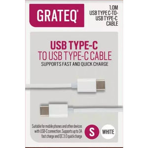 Grateq USB-C to USB-C Cable 1m, White