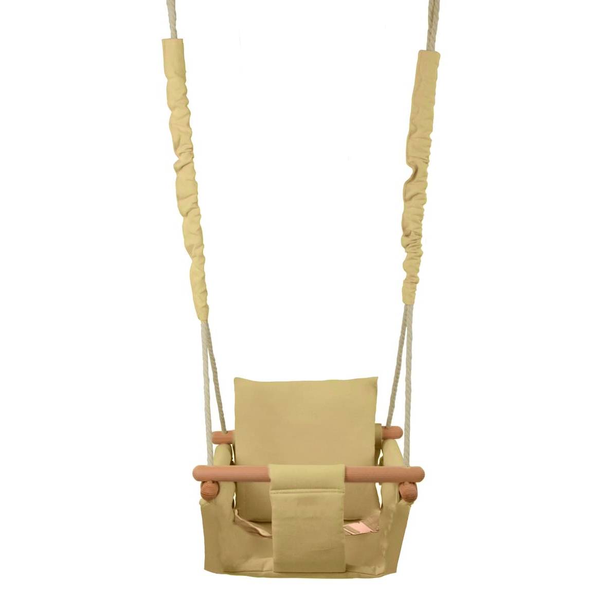 Viking Choice Children's Hanging Swing Chair, Wood and Cotton, Cream White
