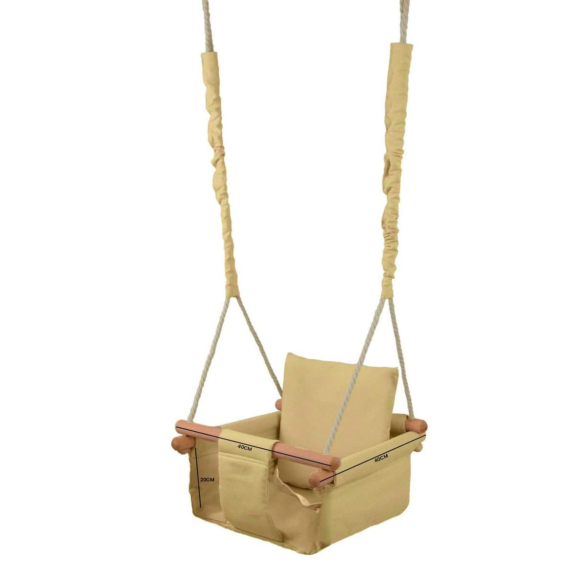 Viking Choice Children's Hanging Swing Chair, Wood and Cotton, Cream White