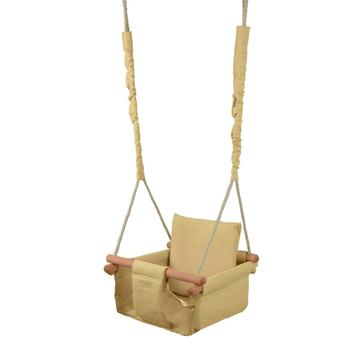 Viking Choice Children's Hanging Swing Chair, Wood and Cotton, Cream White