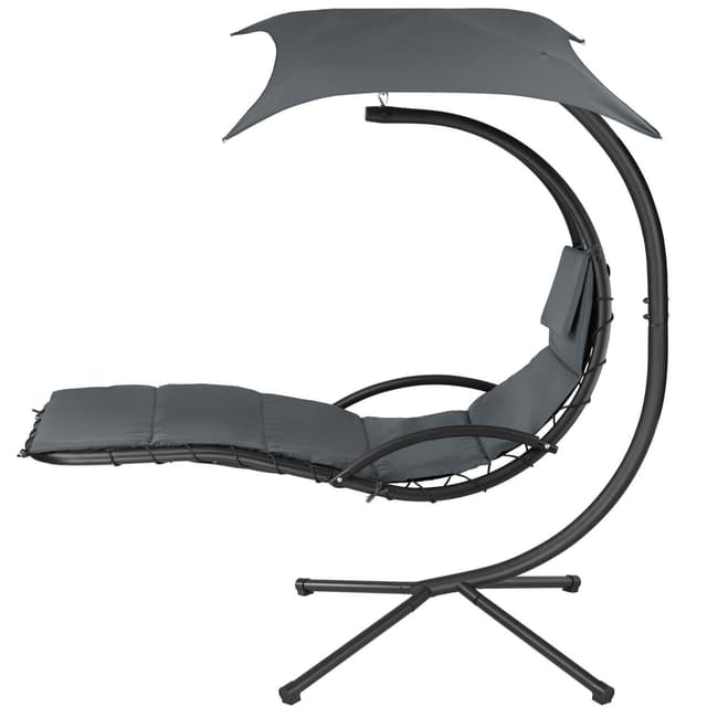 Tectake Kasia Hanging Chair with Sun Canopy, Grey