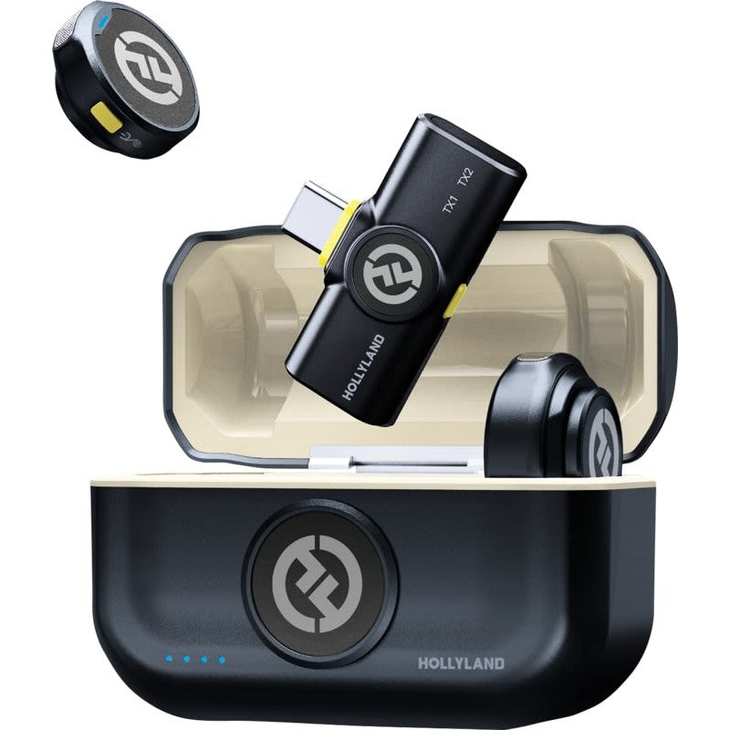 Hollyland Lark M2 USB-C Wireless Lavalier Microphone with USB-C Plug Duo, Shine Charcoal