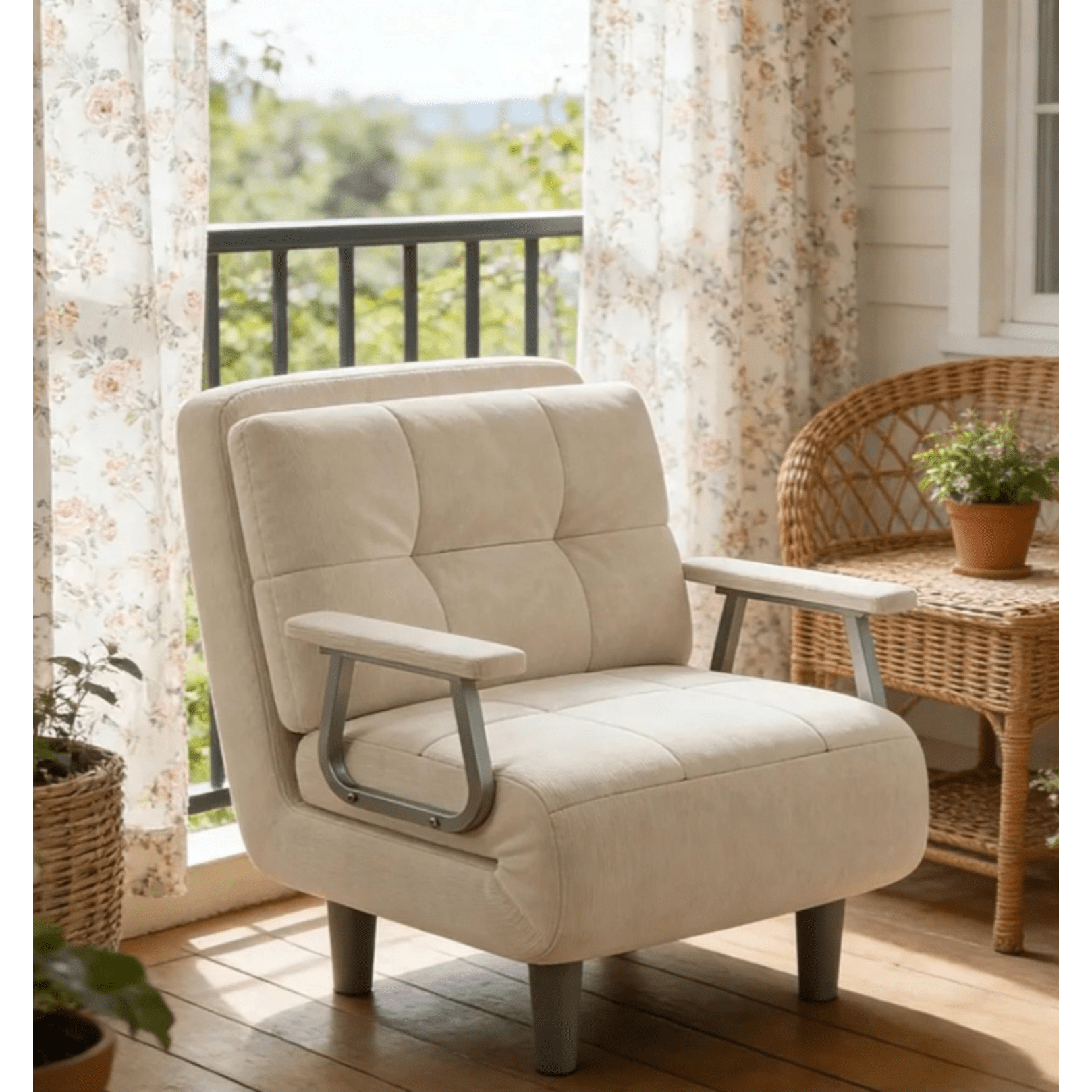 Fabulcozy 3-in-1 Single Sleeper Armchair and Folding Sofa Bed, Beige