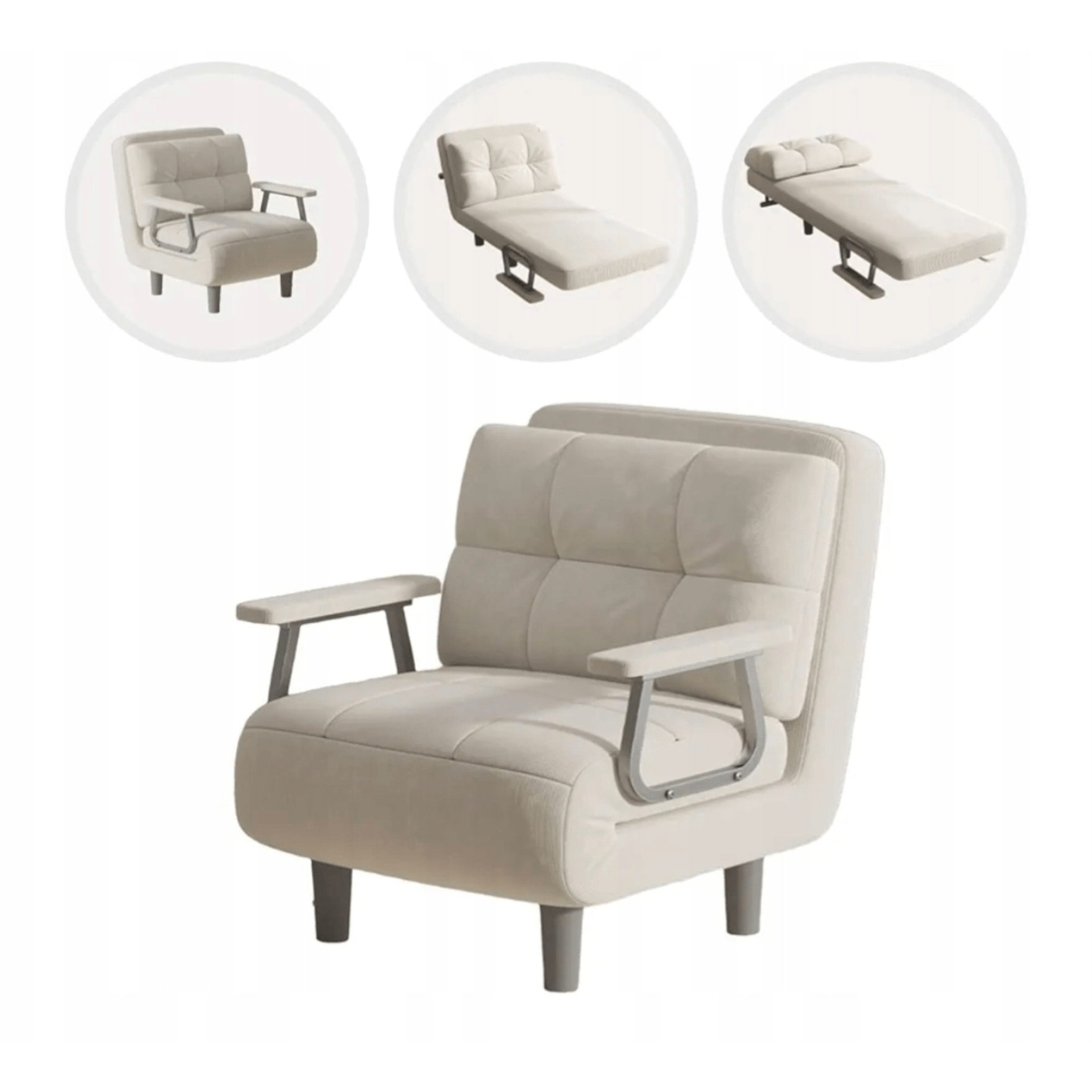 Fabulcozy 3-in-1 Single Sleeper Armchair and Folding Sofa Bed, Beige