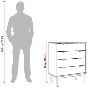 OTTA Drawer Cabinet 76.5x39.5x90cm, Solid Pine