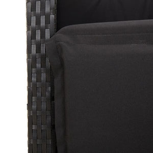vidaXL Reclining Patio Chairs 2 pcs with Footrest Black Poly Rattan