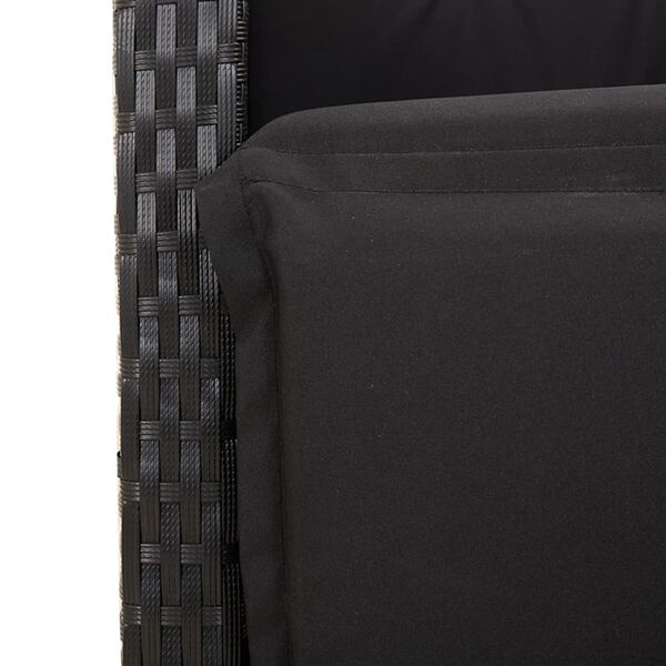 vidaXL Reclining Patio Chairs 2 pcs with Footrest Black Poly Rattan