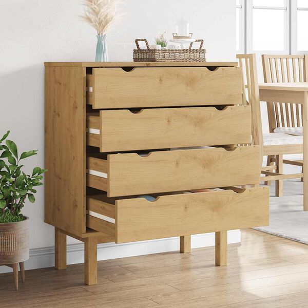 OTTA Drawer Cabinet 76.5x39.5x90cm, Solid Pine