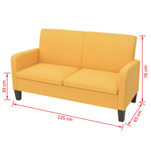 vidaXL 2-Seater Sofa 135x65x76 cm, Yellow