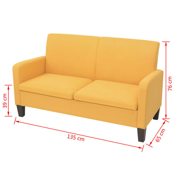 vidaXL 2-Seater Sofa 135x65x76 cm, Yellow