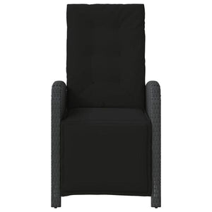 vidaXL Reclining Patio Chairs 2 pcs with Footrest Black Poly Rattan