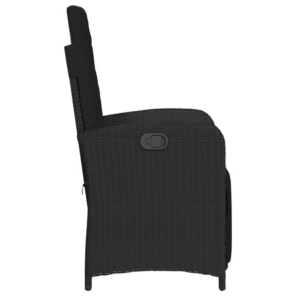 vidaXL Reclining Patio Chairs 2 pcs with Footrest Black Poly Rattan