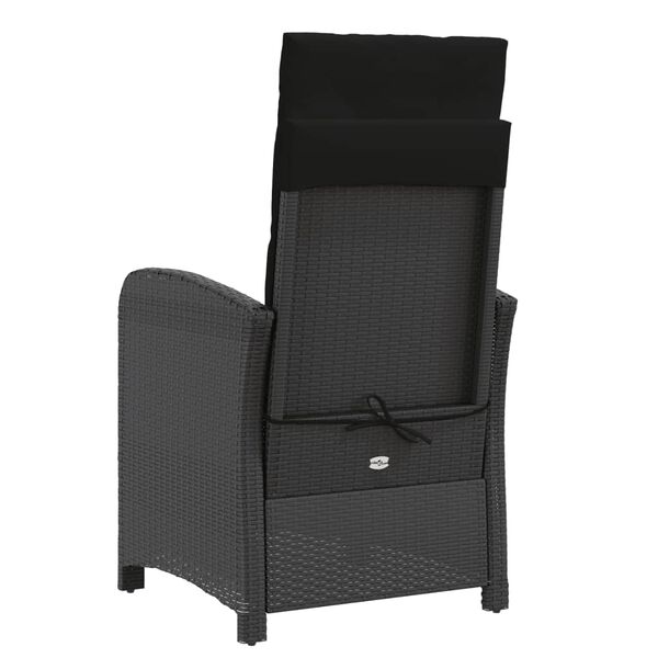 vidaXL Reclining Patio Chairs 2 pcs with Footrest Black Poly Rattan