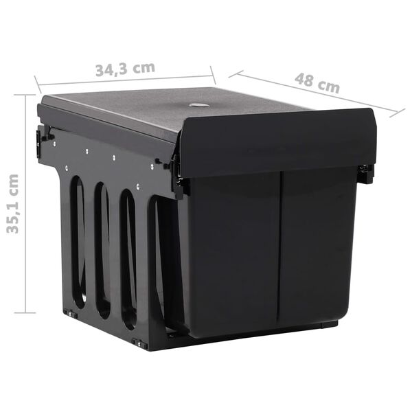 vidaXL Kitchen Cupboard Pull-Out Dustbin Soft-Close 48L