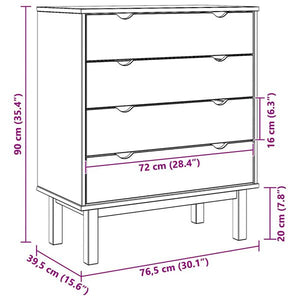 OTTA Drawer Cabinet 76.5x39.5x90cm, Solid Pine