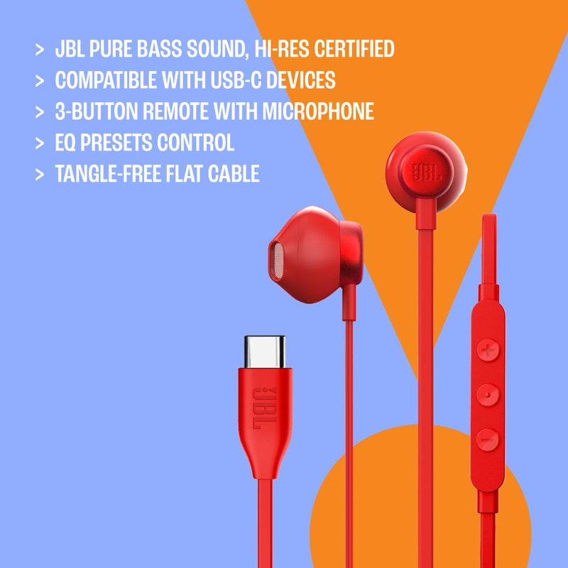 JBL Tune 305C USB-C In-Ear Headphones, Blue