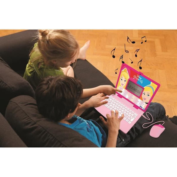 Lexibook Disney Princess Bilingual Educational Laptop, 124 Activities, Pink