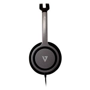 V7 HA310 Lightweight Wired Stereo Headset, Black/Silver