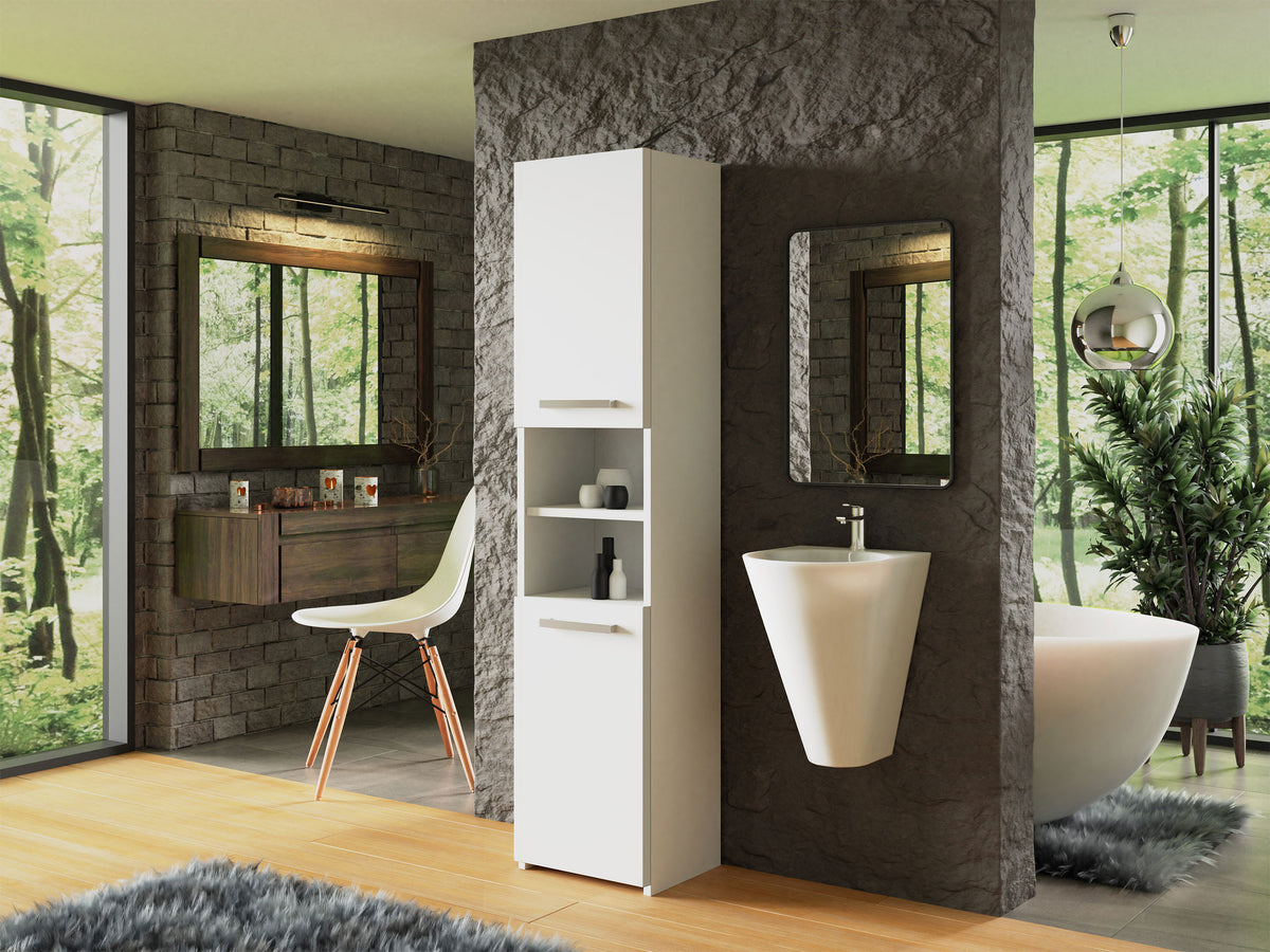 Nomla S40 Freestanding Bathroom Tall Cabinet, White