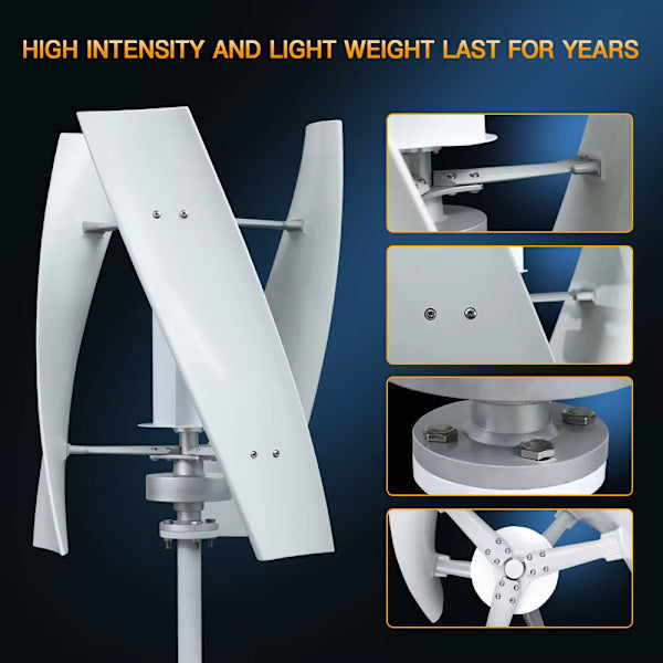 Vertical Wind Turbine 3000 W, High Efficiency, Low Start Speed, 3 kW with Controller-B, 24 V