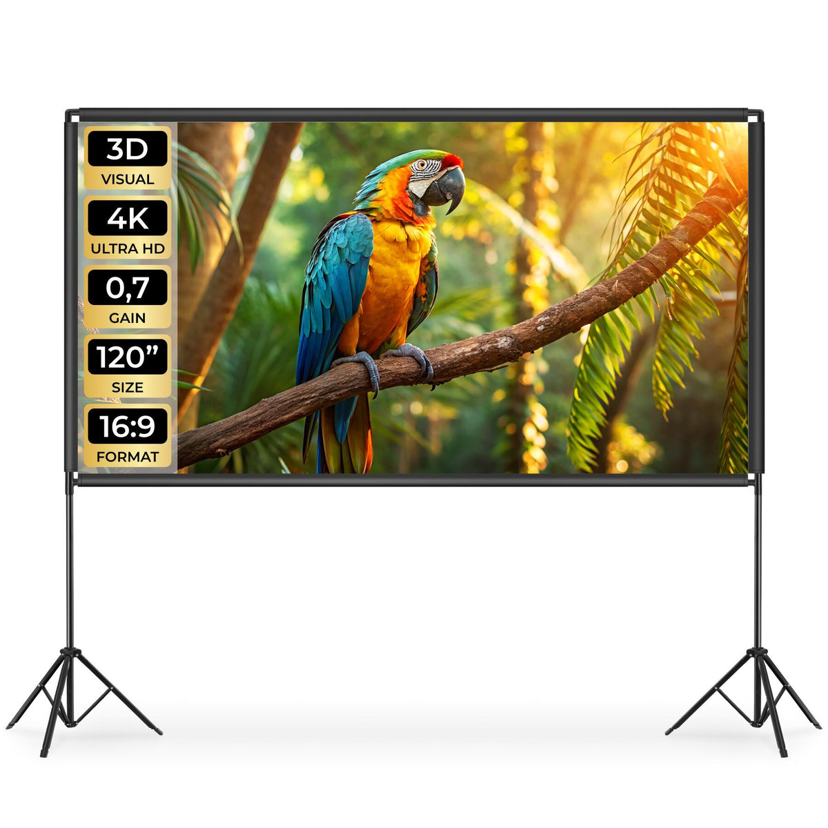 tectake Foldable Cinema Projector Screen 16:9, 265 x 150 cm