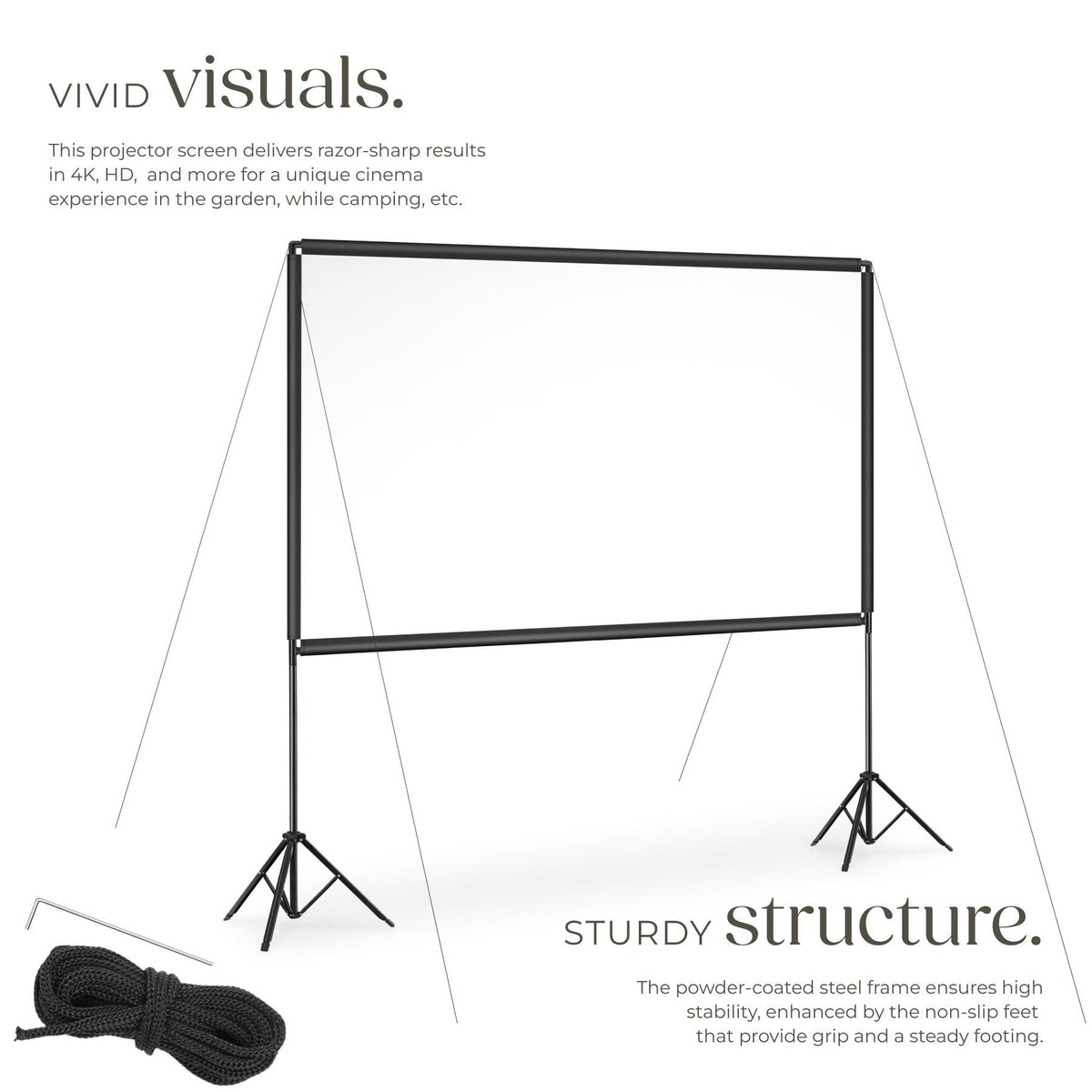 tectake Foldable Cinema Projector Screen 16:9, 265 x 150 cm