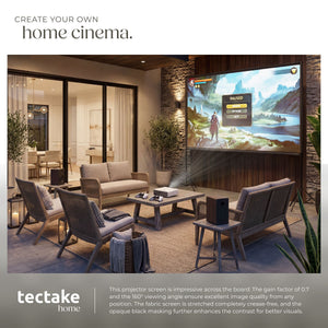 tectake Foldable Cinema Projector Screen 16:9, 265 x 150 cm