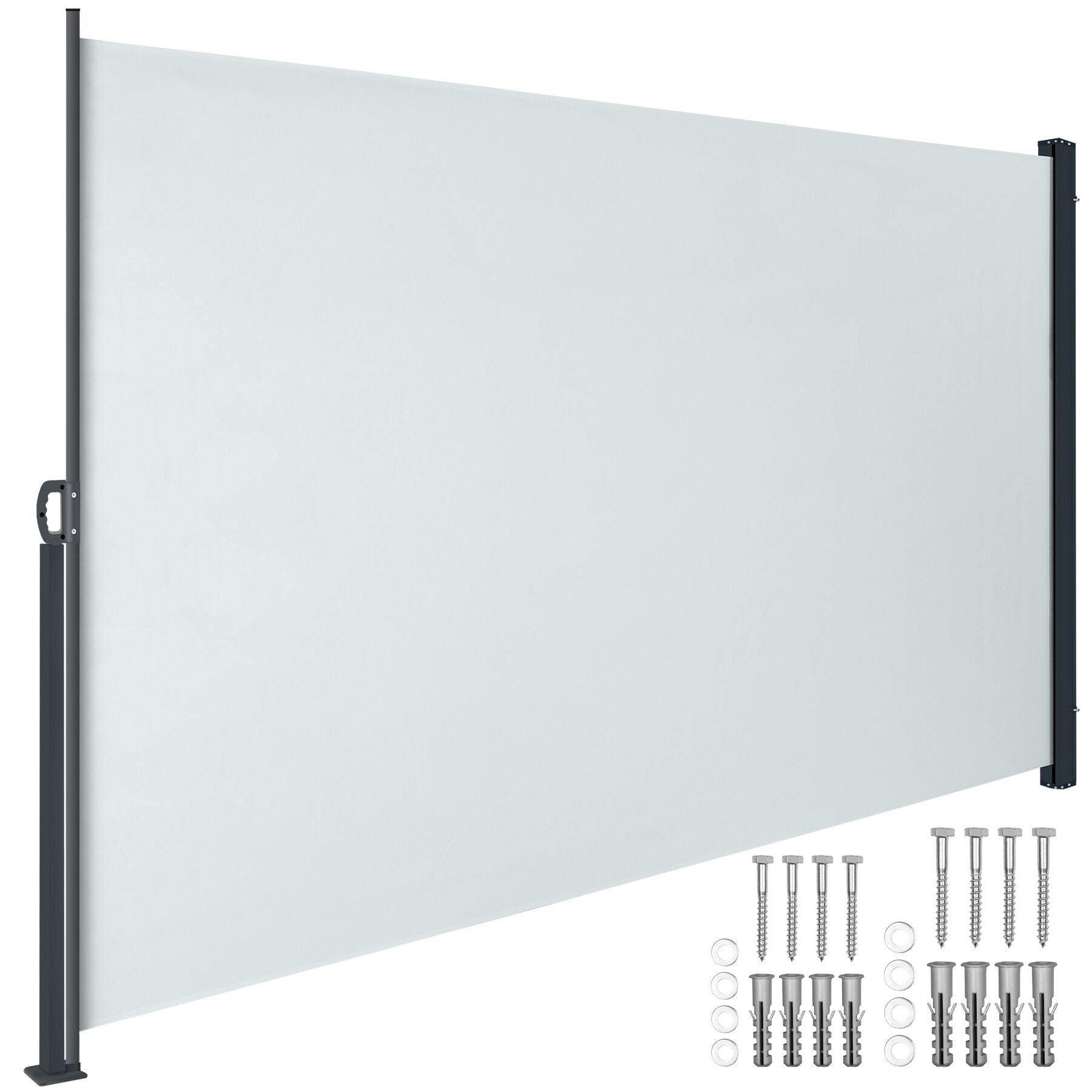 Extendable Side Awning with Roll-up Mechanism, Opaque 300 x 160cm, Grey