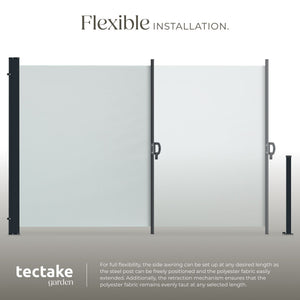 Extendable Side Awning with Roll-up Mechanism, Opaque 300 x 160cm, Grey