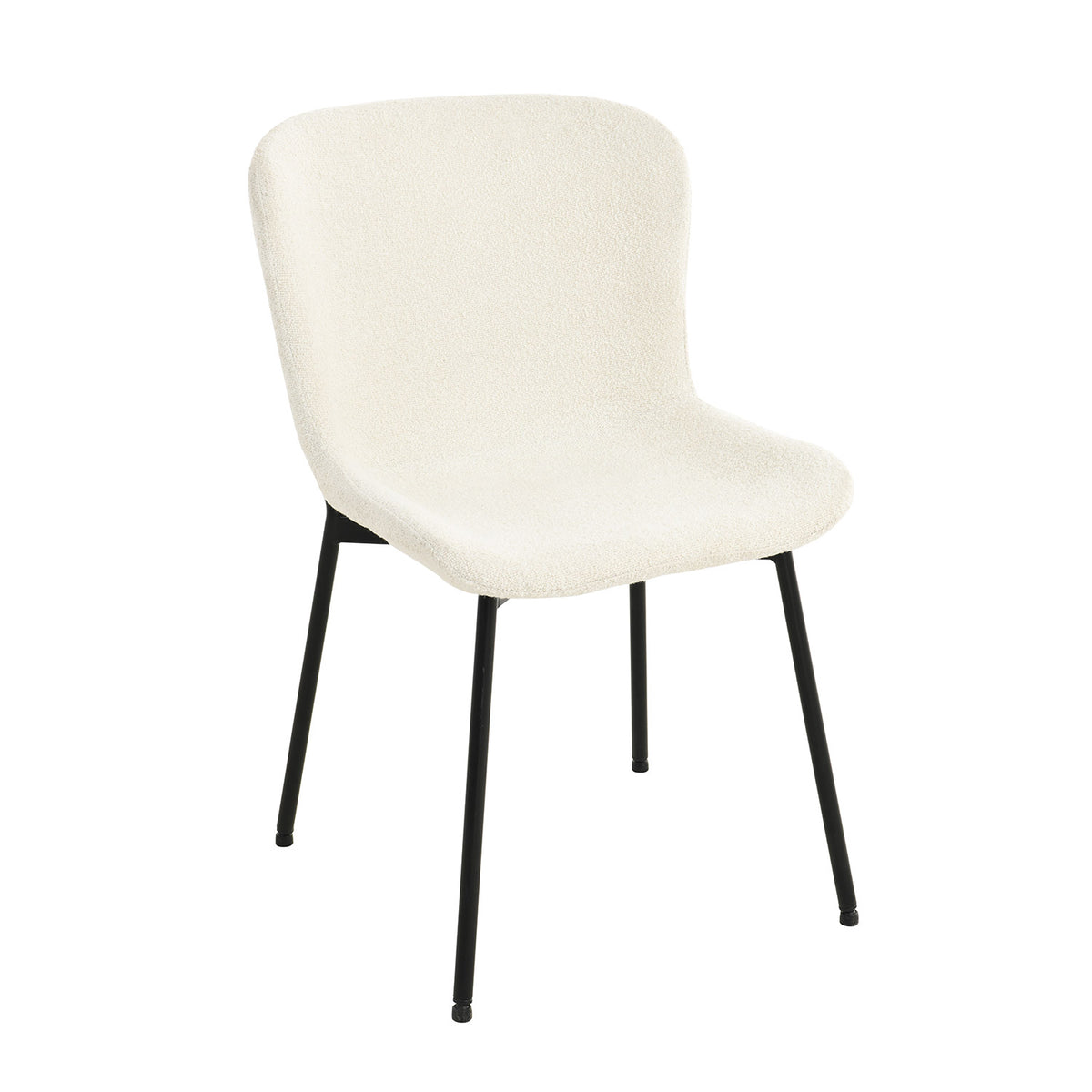 Home4you Manolo Dining Chair, White Bouclé